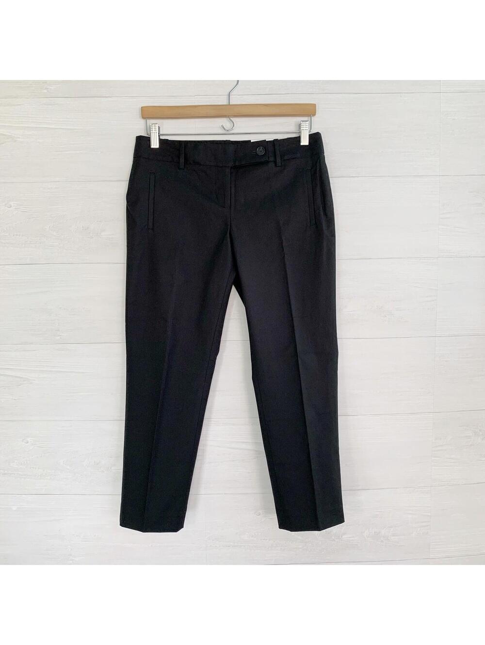 NWT LOFT - Black stretch textured cotton Marisa Modern Fit cropped pants, sz 4P